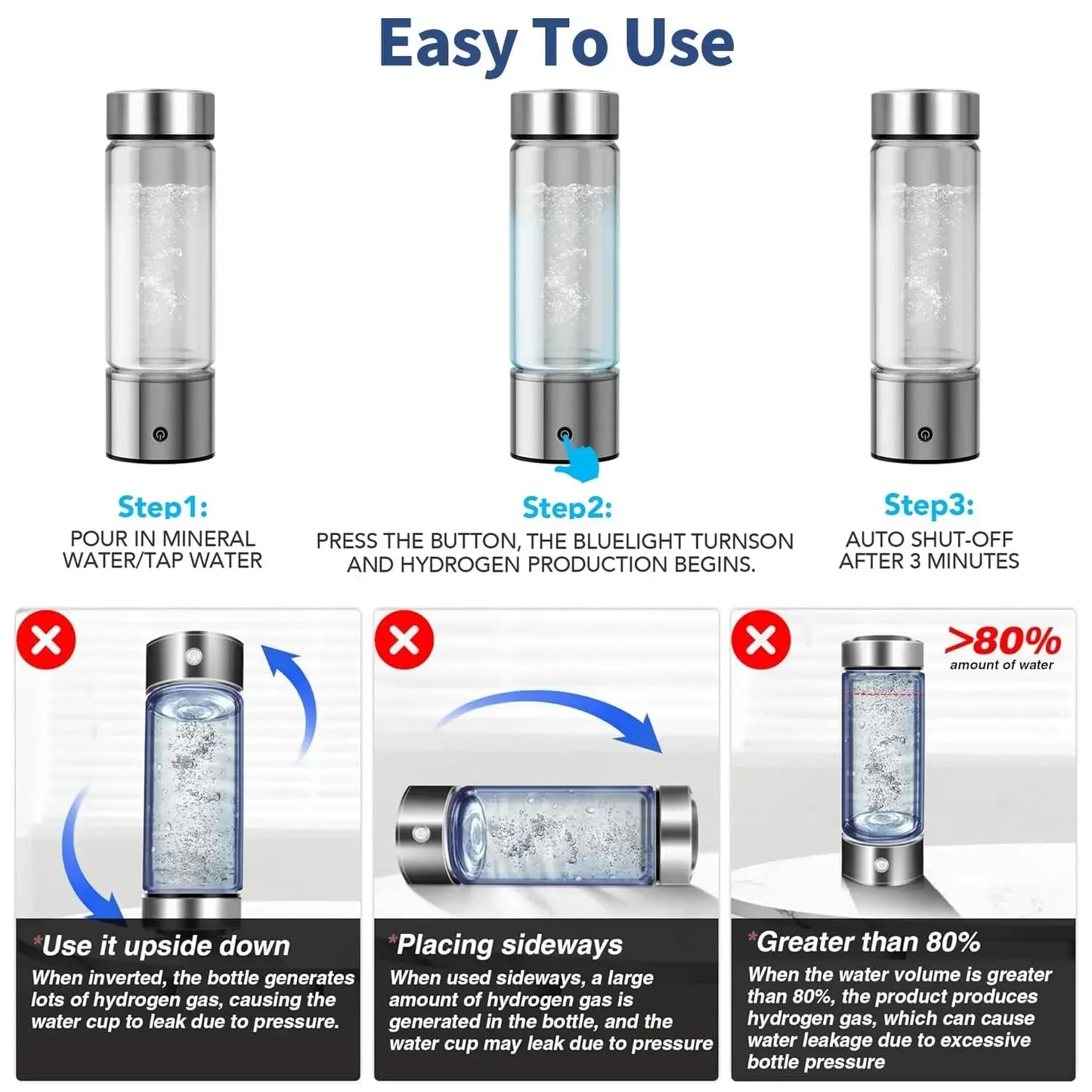 420ml Hydrogen-Rich Water Cup Electric Hydrogen Rich Water Generator Bottle Titanium Quality Filter Portable Antioxidant